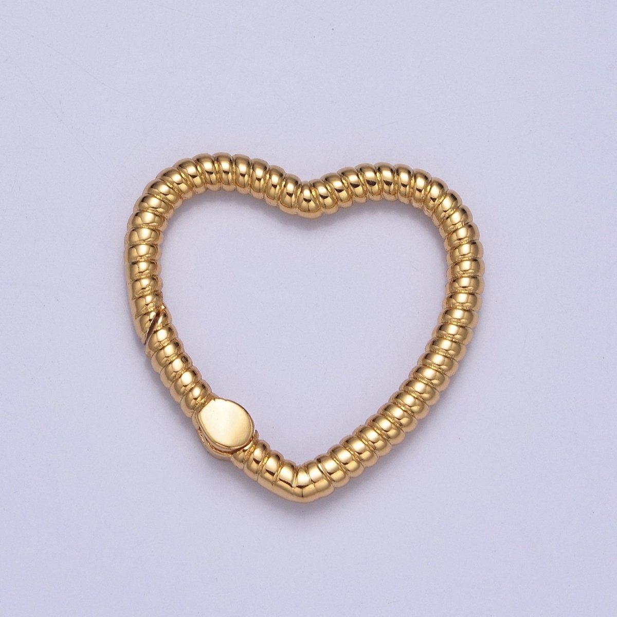 Dainty Gold Spring Heart Gate Ring, Push Gate Clasp Charm Holder 14K Gold Filled Clasp for Charm Holder Connector L-725 L-726 - DLUXCA