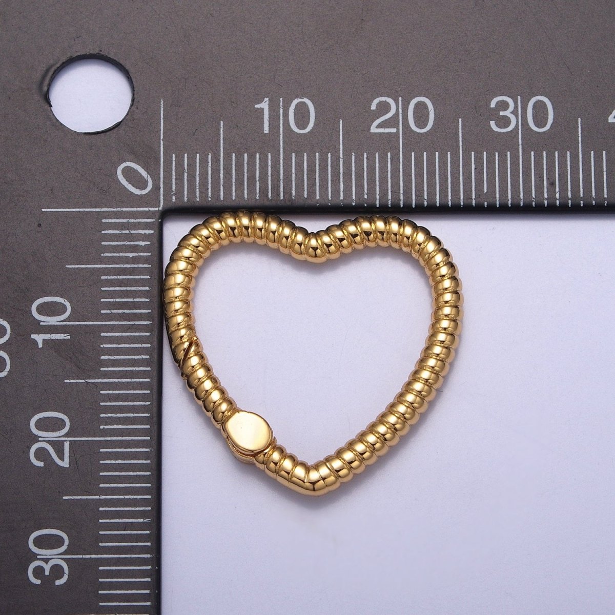 Dainty Gold Spring Heart Gate Ring, Push Gate Clasp Charm Holder 14K Gold Filled Clasp for Charm Holder Connector L-725 L-726 - DLUXCA