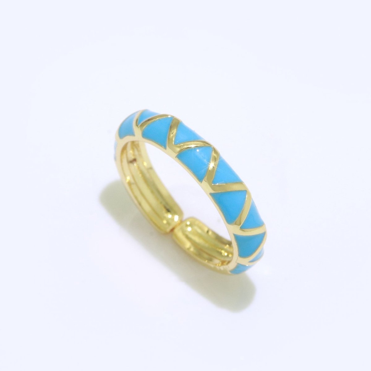 Dainty Gold Stackable Enamel Ring Bohemian Colorful Rainbow Band Open Adjustable S-120 ~ S-129 - DLUXCA