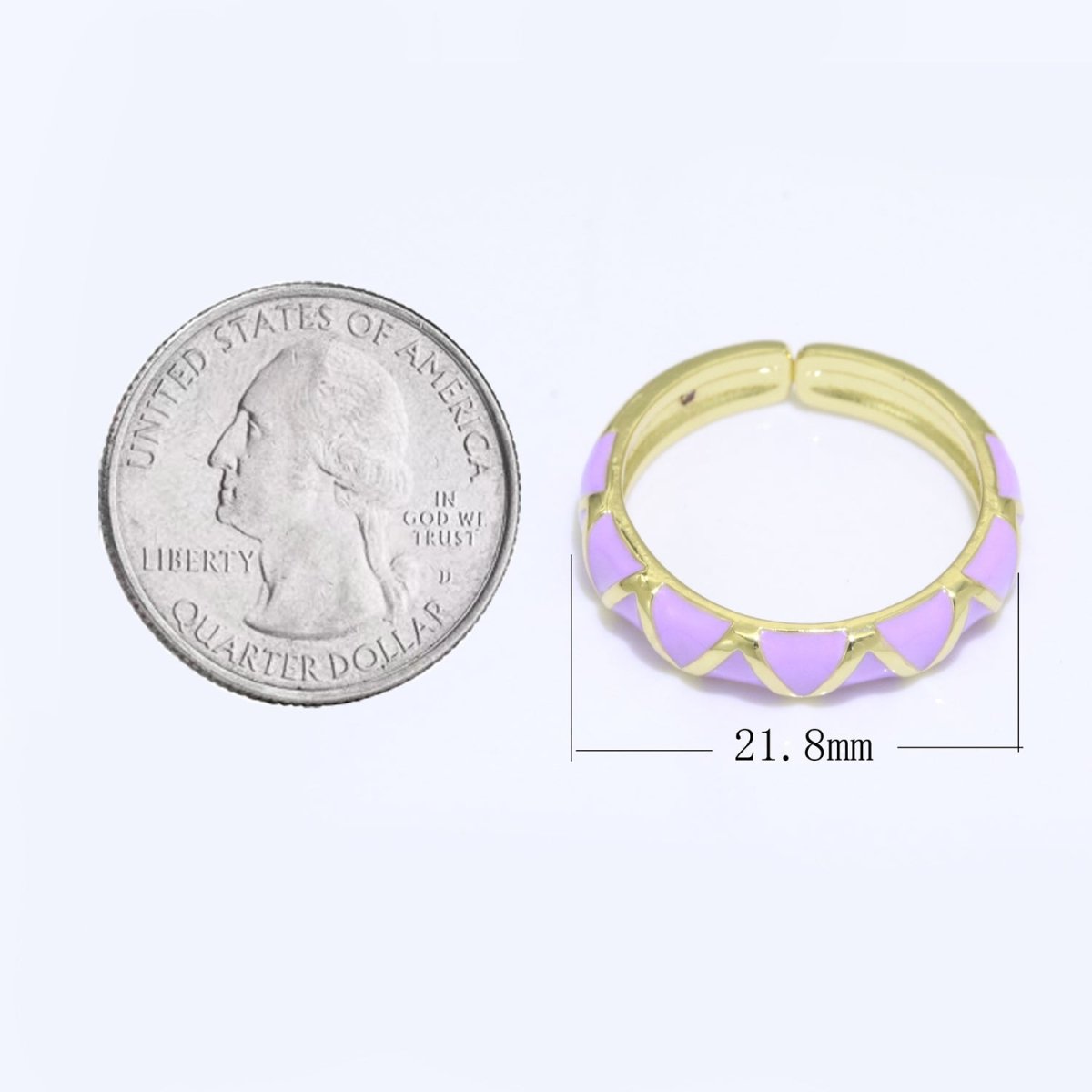 Dainty Gold Stackable Enamel Ring Bohemian Colorful Rainbow Band Open Adjustable S-120 ~ S-129 - DLUXCA