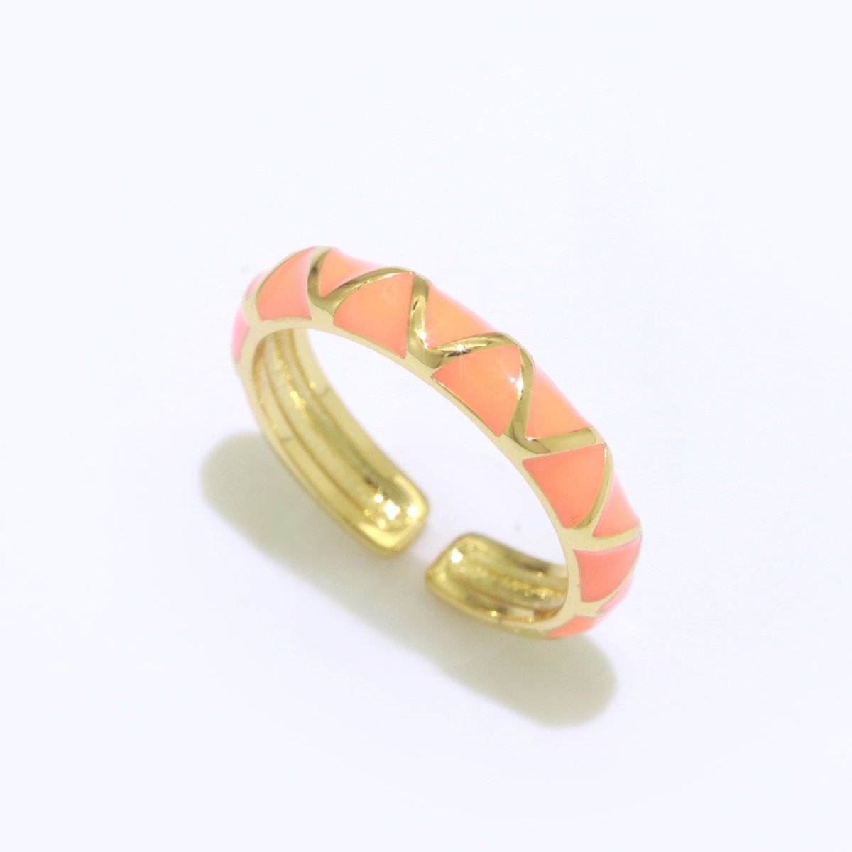 Dainty Gold Stackable Enamel Ring Bohemian Colorful Rainbow Band Open Adjustable S-120 ~ S-129 - DLUXCA