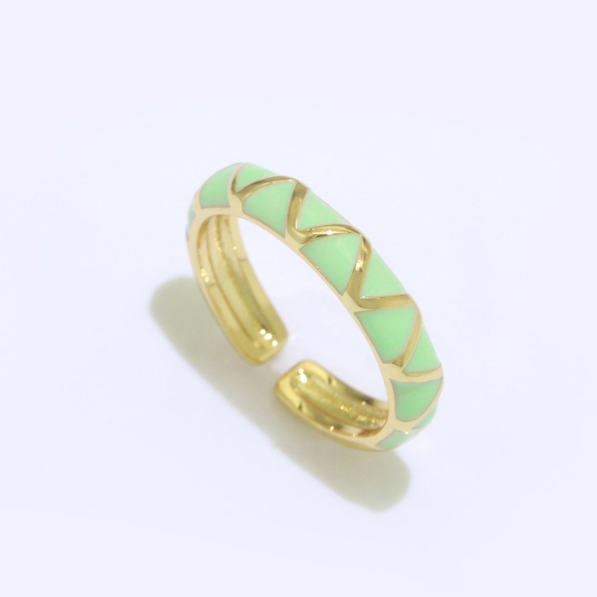 Dainty Gold Stackable Enamel Ring Bohemian Colorful Rainbow Band Open Adjustable S-120 ~ S-129 - DLUXCA