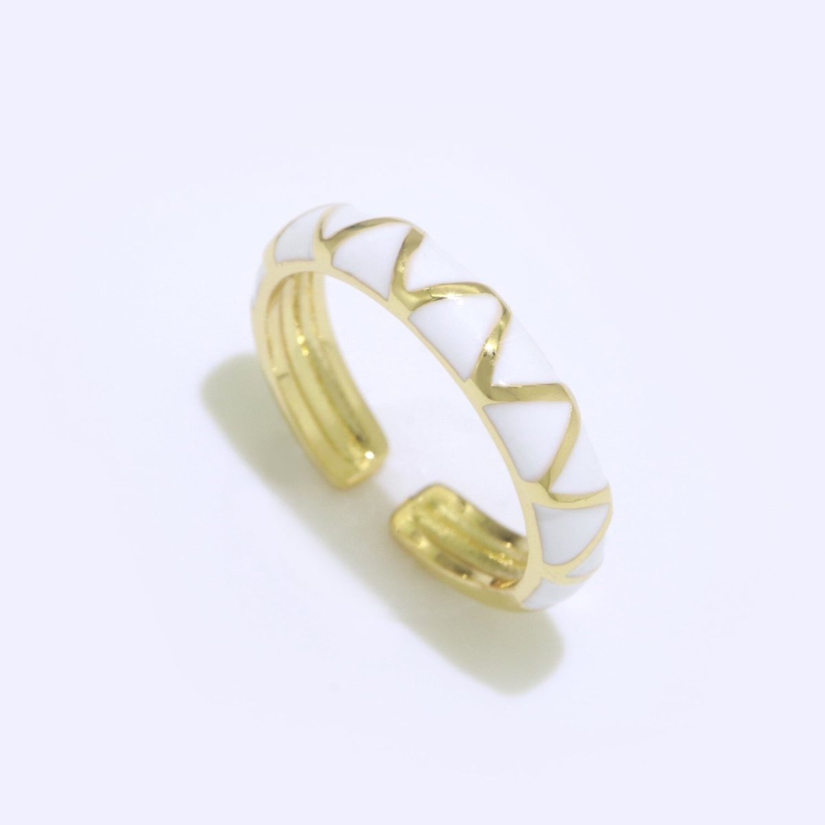 Dainty Gold Stackable Enamel Ring Bohemian Colorful Rainbow Band Open Adjustable S-120 ~ S-129 - DLUXCA