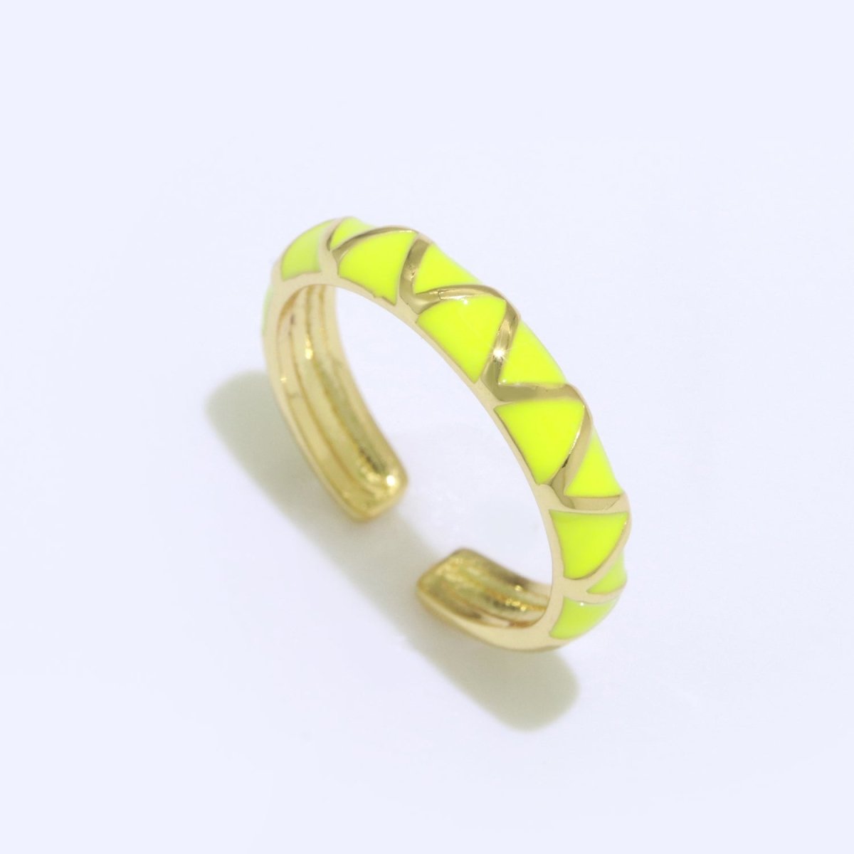Dainty Gold Stackable Enamel Ring Bohemian Colorful Rainbow Band Open Adjustable S-120 ~ S-129 - DLUXCA
