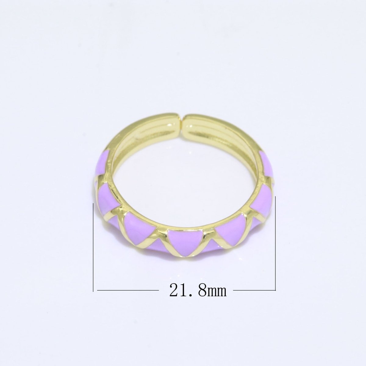 Dainty Gold Stackable Enamel Ring Bohemian Colorful Rainbow Band Open Adjustable S-120 ~ S-129 - DLUXCA