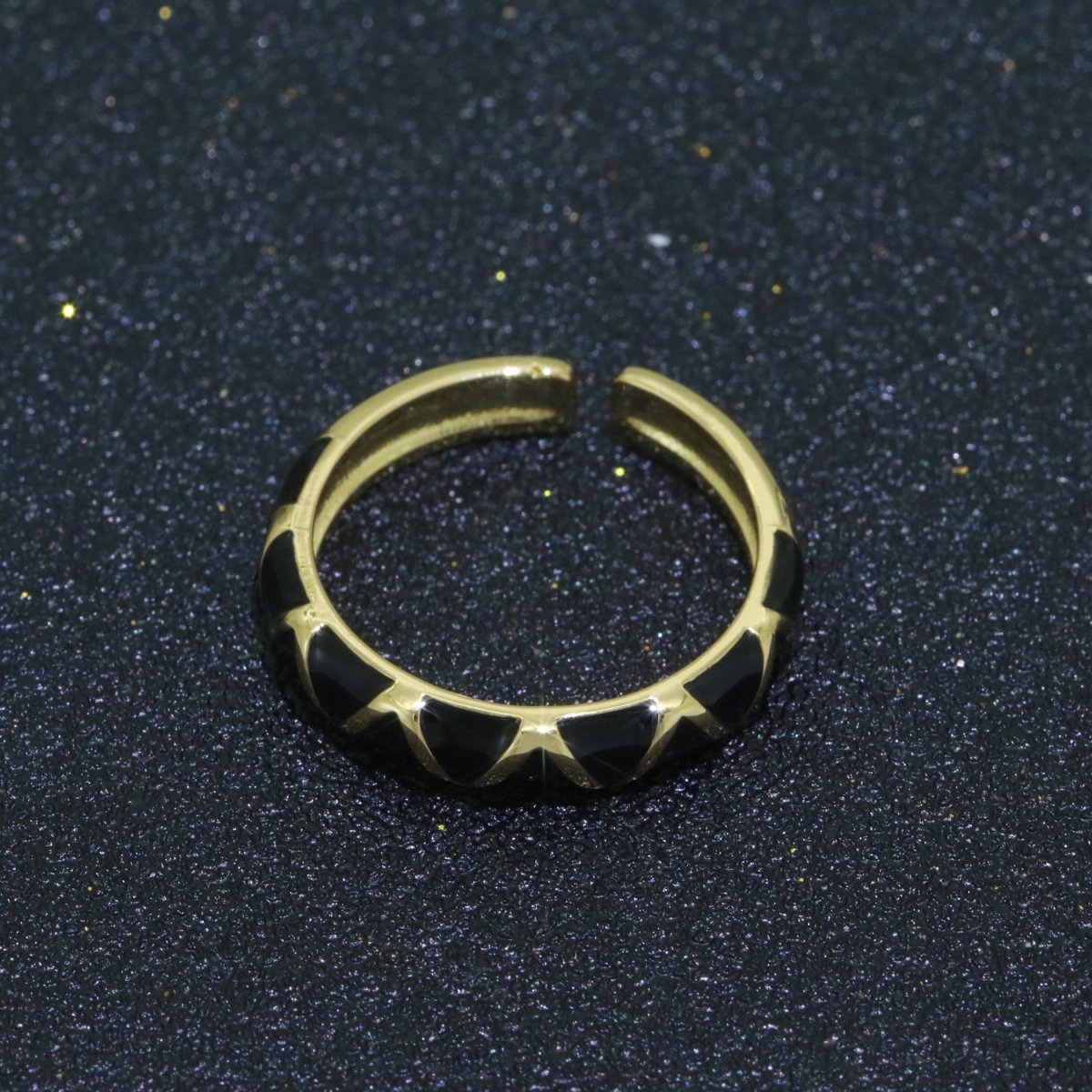 Dainty Gold Stackable Enamel Ring Bohemian Colorful Rainbow Band Open Adjustable S-120 ~ S-129 - DLUXCA