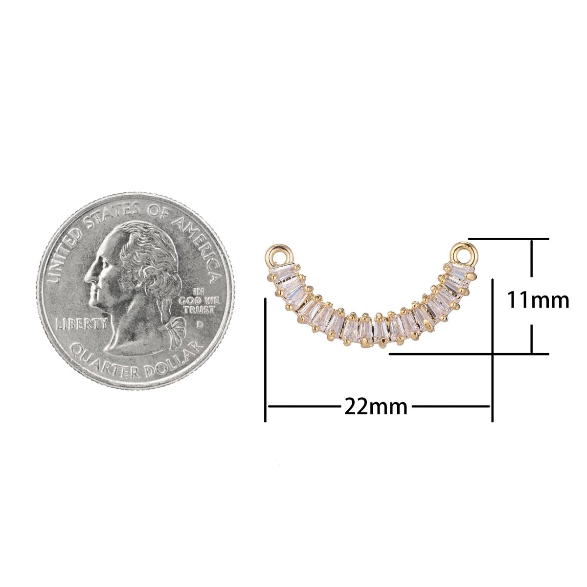 Dainty Gold Stacked Crystal Bracelet Connector, Elegant Gorgeous Micro Pave CZ Charm, Necklace Pendant for Jewelry Making F-737 - DLUXCA