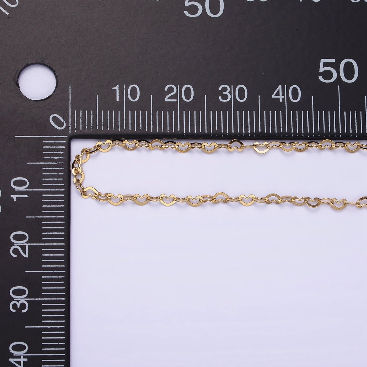 Dainty Gold Stainless Steel Heart Chain by Yard Soldered Closed 2mm links | ROLL-1473 - DLUXCA