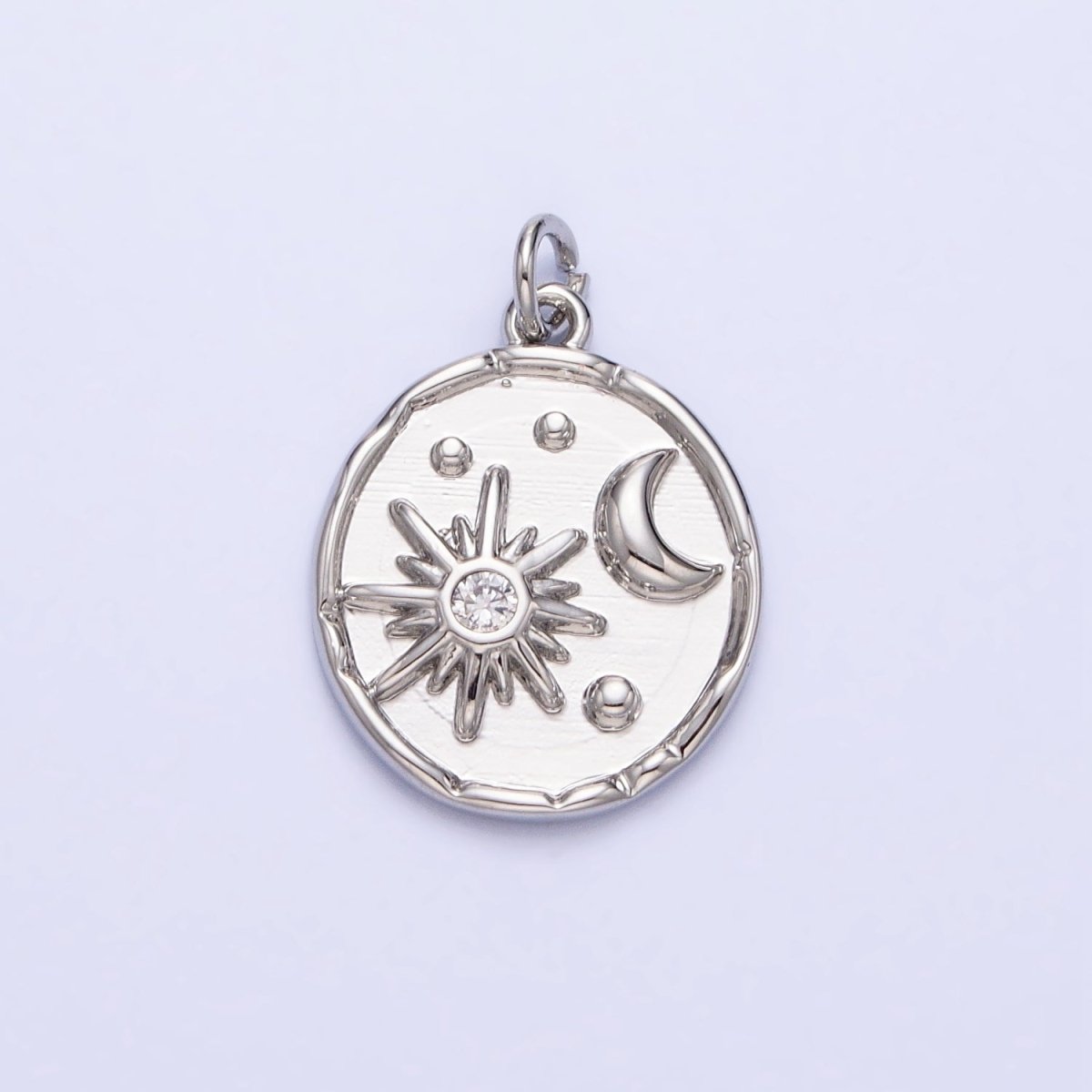 Dainty Gold Sun With Moon in Coin Charm Silver Celestial Jewelry AC755 AC756 - DLUXCA