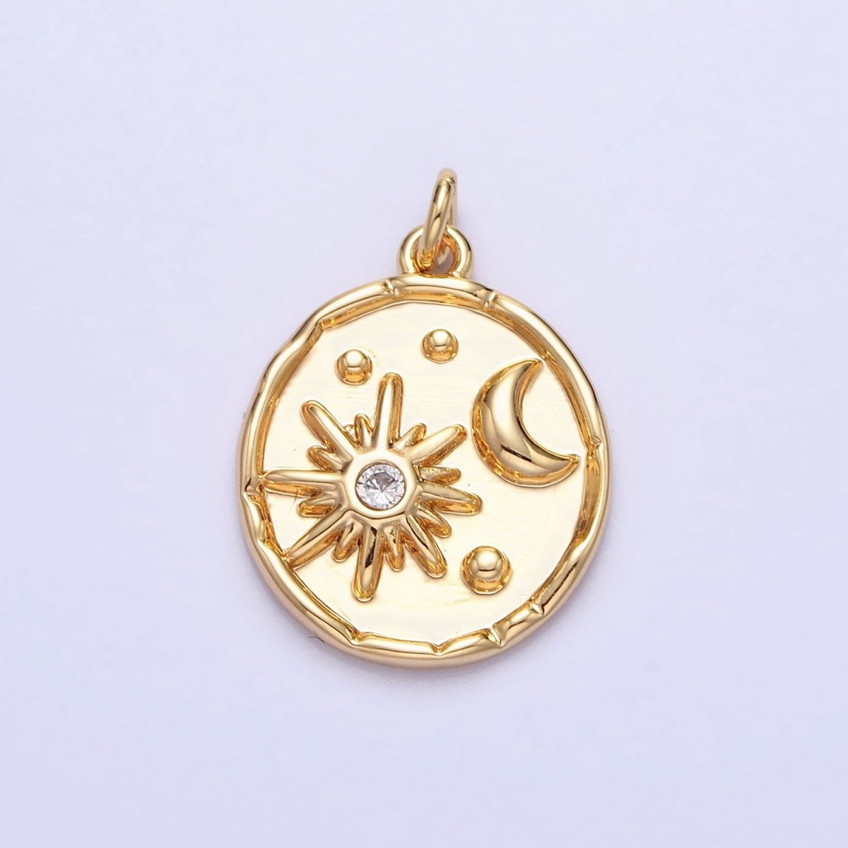 Dainty Gold Sun With Moon in Coin Charm Silver Celestial Jewelry AC755 AC756 - DLUXCA