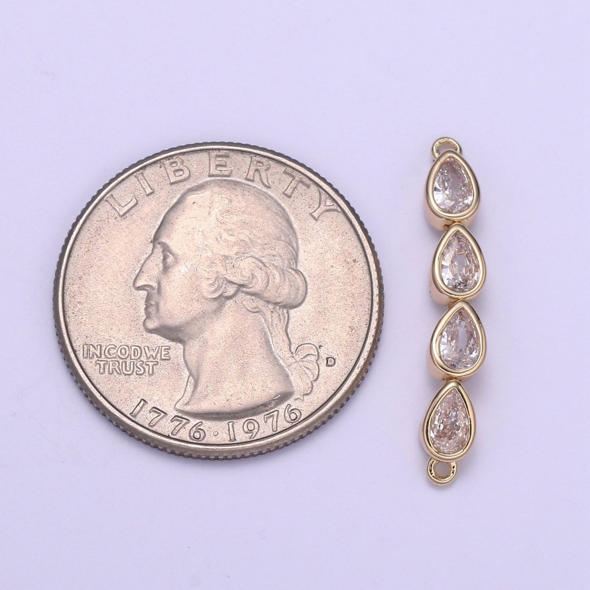 Dainty Gold Tear Drop Link Connector for Bracelet Necklace Component F-728 - DLUXCA
