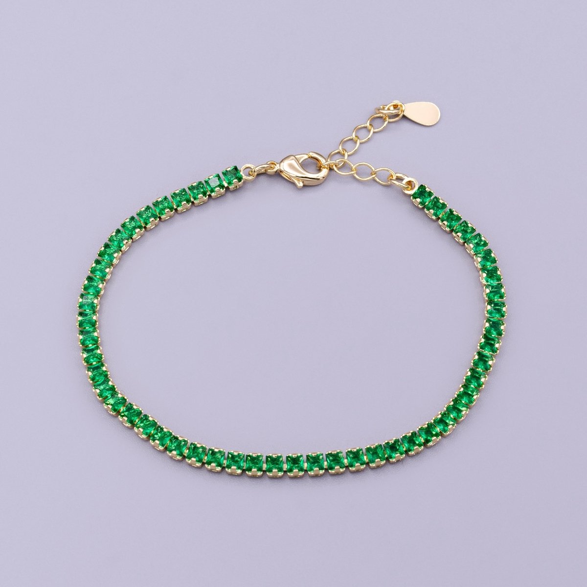 Dainty Gold Tennis Bracelet Clear Pink Green Cubic Zirconia Tennis Bracelet Minimalist Jewelry | WA-1797 - WA-1802 - DLUXCA
