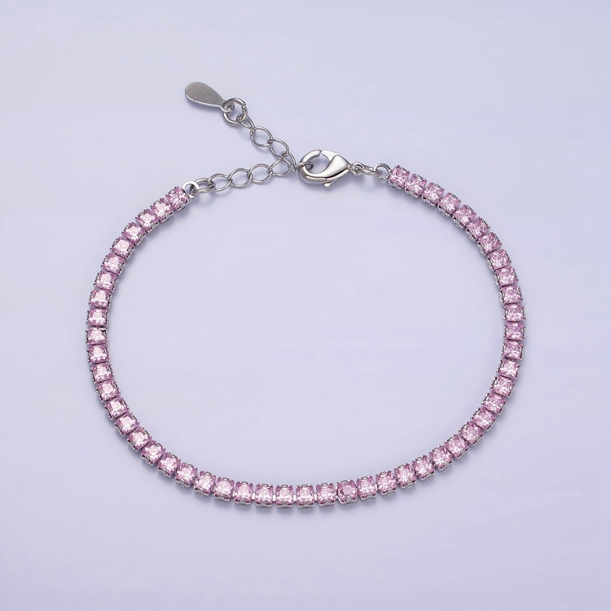 Dainty Gold Tennis Bracelet Clear Pink Green Cubic Zirconia Tennis Bracelet Minimalist Jewelry | WA-1797 - WA-1802 - DLUXCA