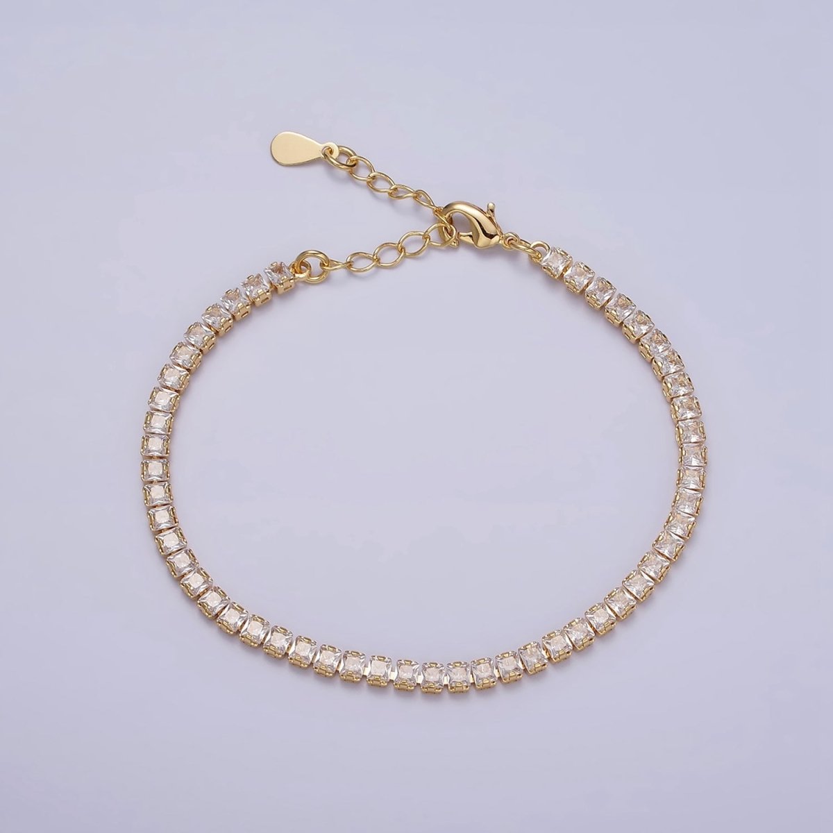 Dainty Gold Tennis Bracelet Clear Pink Green Cubic Zirconia Tennis Bracelet Minimalist Jewelry | WA-1797 - WA-1802 - DLUXCA