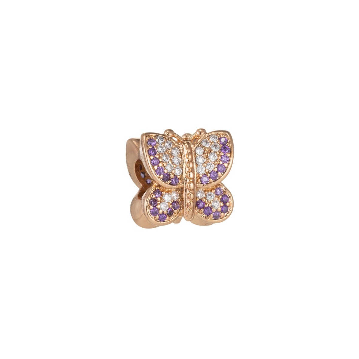 Dainty Golden Butterfly Beads CZ Crystal Mini Gold Filled Mariposa Animal Jewelry Making Beads B-345 - DLUXCA