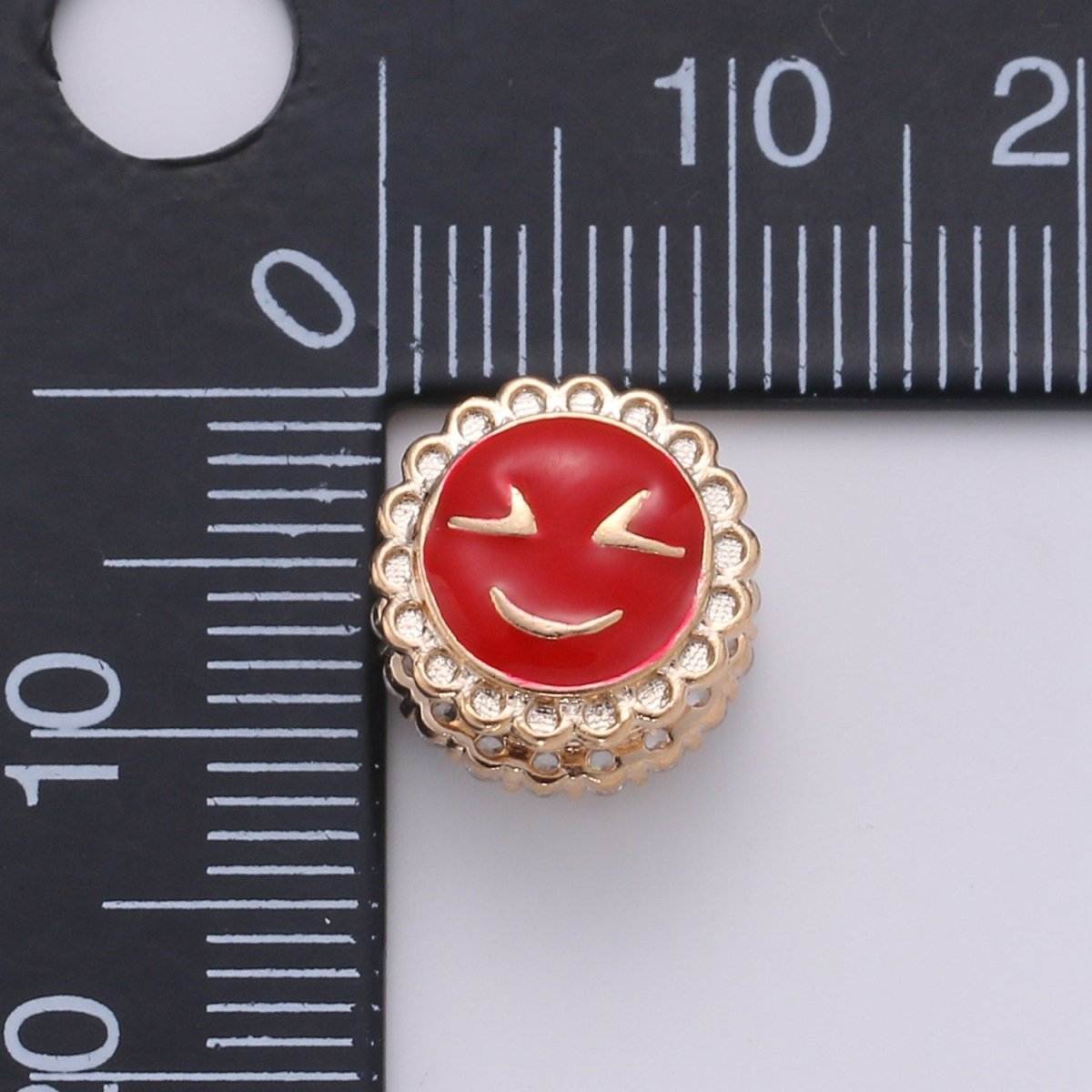 Dainty Golden Joy Happy Face Beads CZ Mini Round Smiley Face Jewelry Making Beads B363 - DLUXCA
