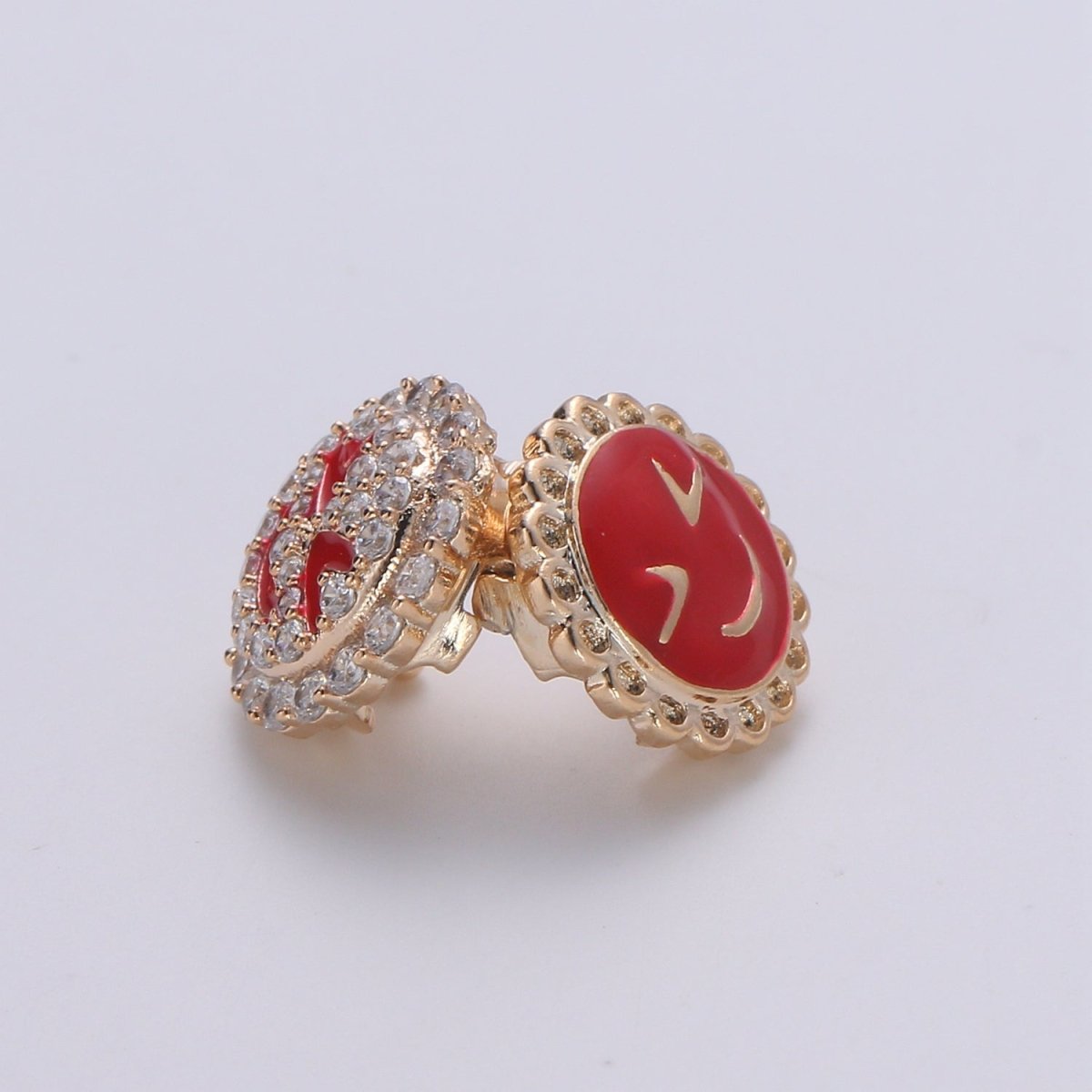 Dainty Golden Joy Happy Face Beads CZ Mini Round Smiley Face Jewelry Making Beads B363 - DLUXCA