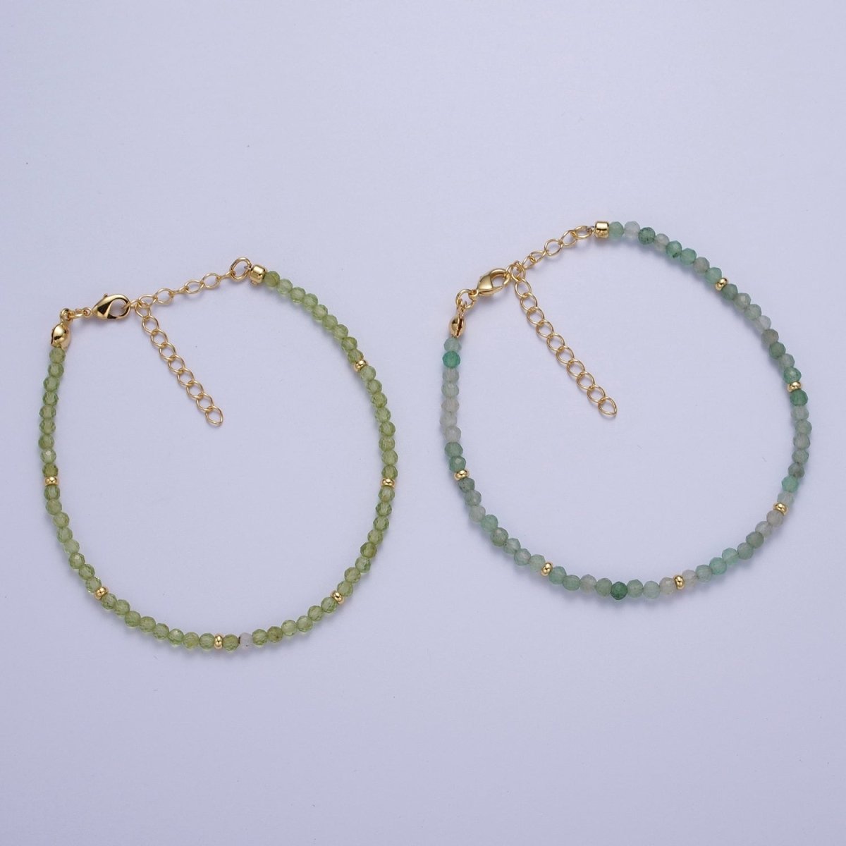 Dainty Green Aventurine, Prehnite Bead Bracelet 7 inch 2 inch extender | WA-1198 WA-1197 Clearance Pricing - DLUXCA