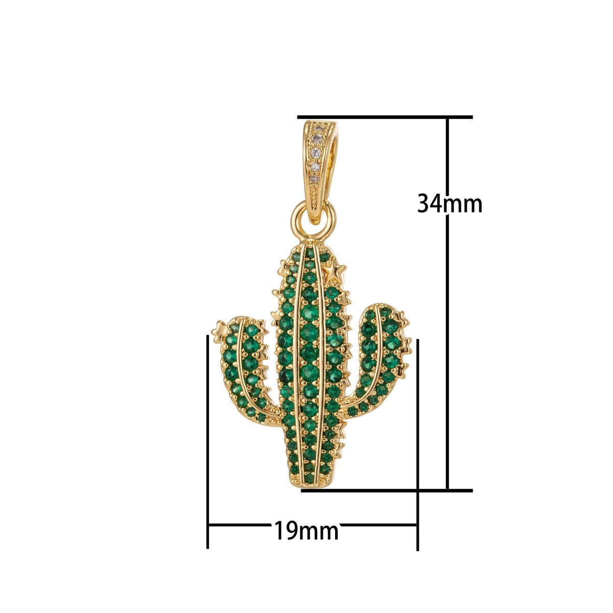 Dainty Green Cactus Charm Saguaro Pendant Gold Filled Charm for Teen Jewelry Micro Pave charm Necklace Earring Bracelet Charm Supply I-187 - DLUXCA