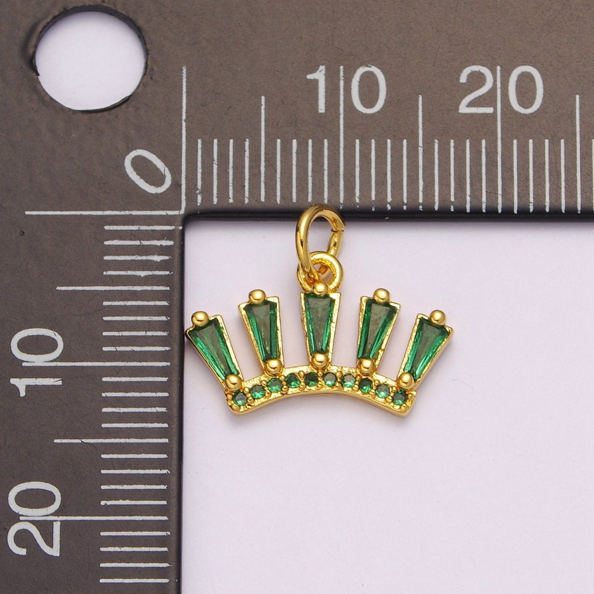 Dainty Green Crown Charm Dangle Eye Lash Charm for Necklace Earring Component Supply M-754 - DLUXCA
