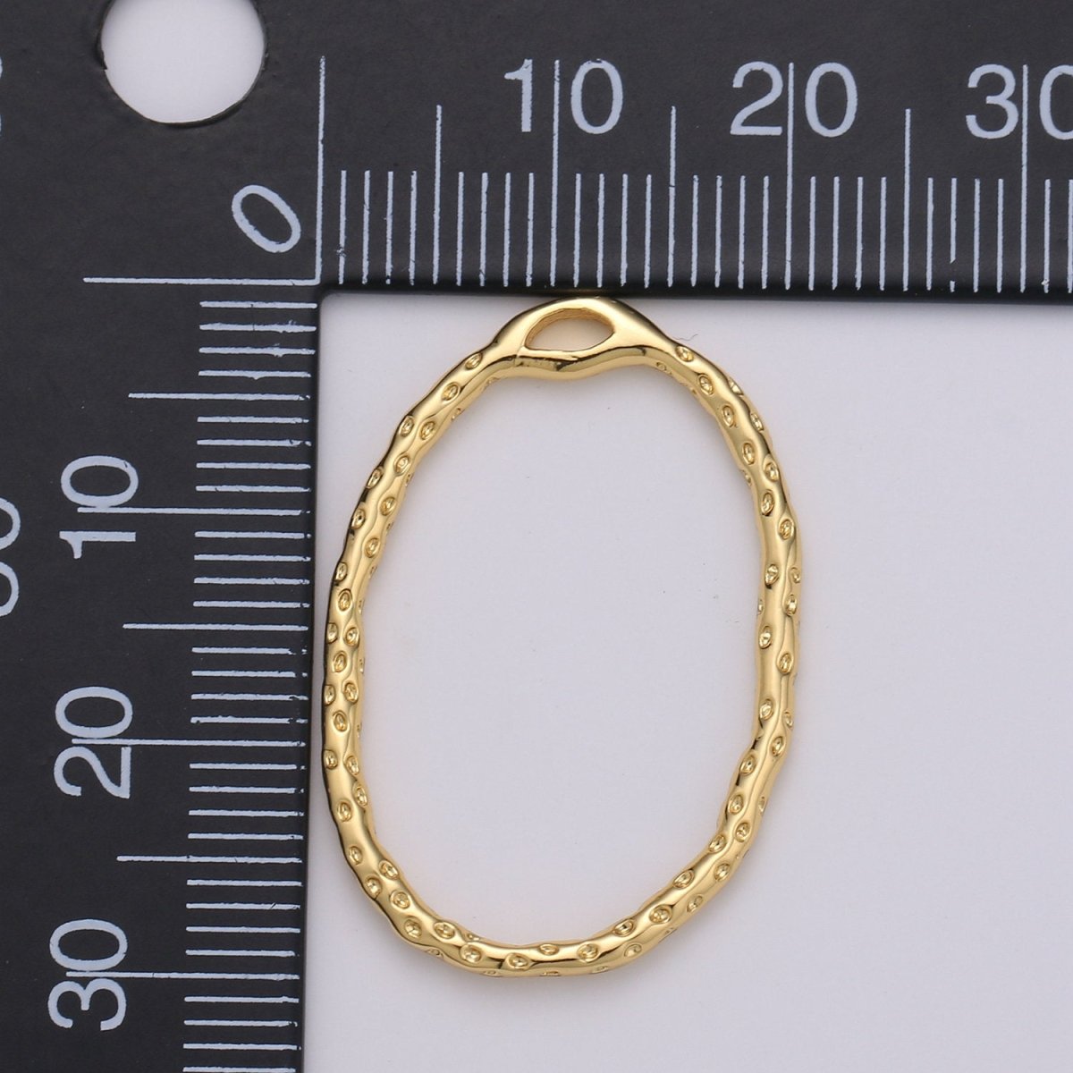 Dainty Hammered Oval Pendant, Round Charm 14k Gold filled for Earring Necklace Supply K-898 - DLUXCA