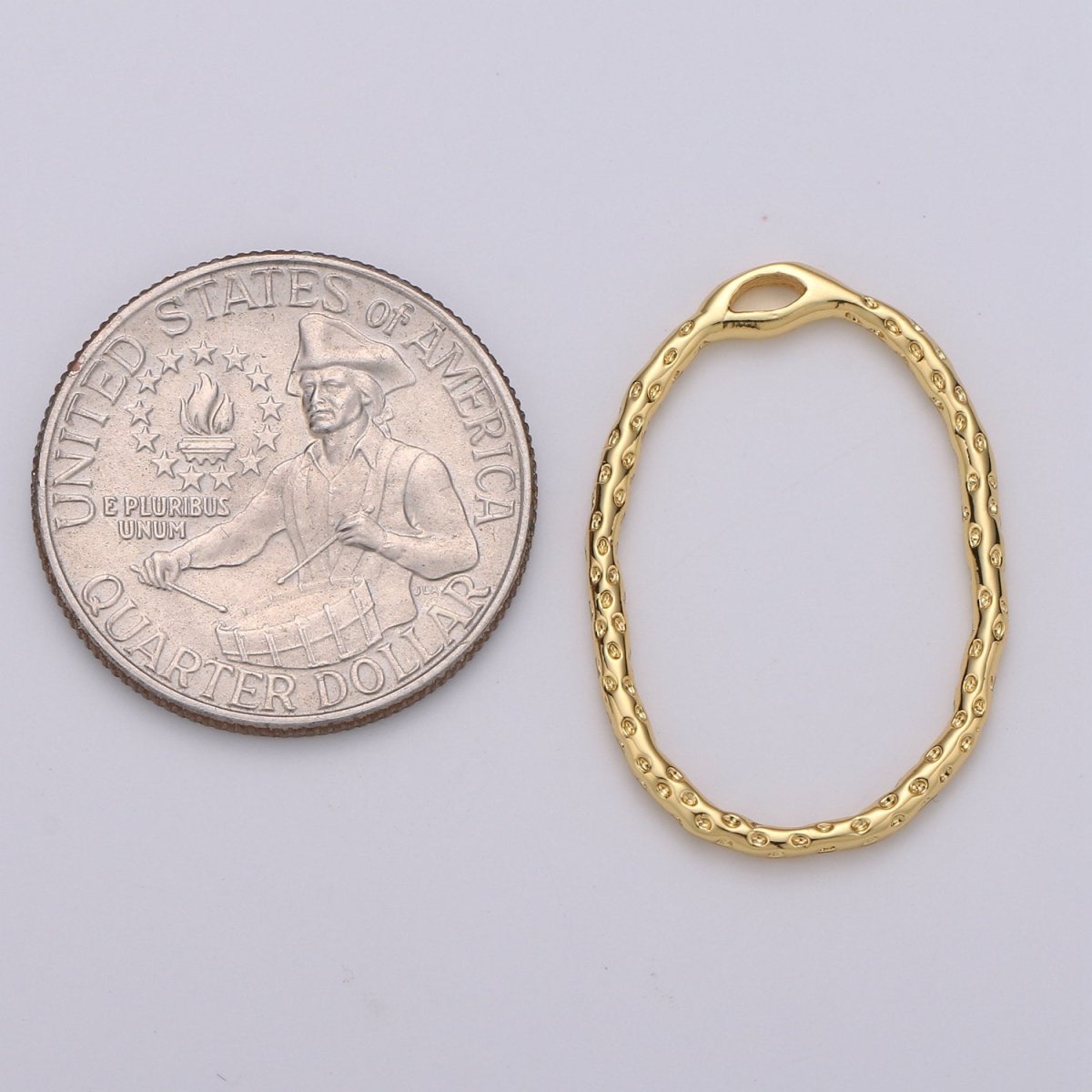 Dainty Hammered Oval Pendant, Round Charm 14k Gold filled for Earring Necklace Supply K-898 - DLUXCA