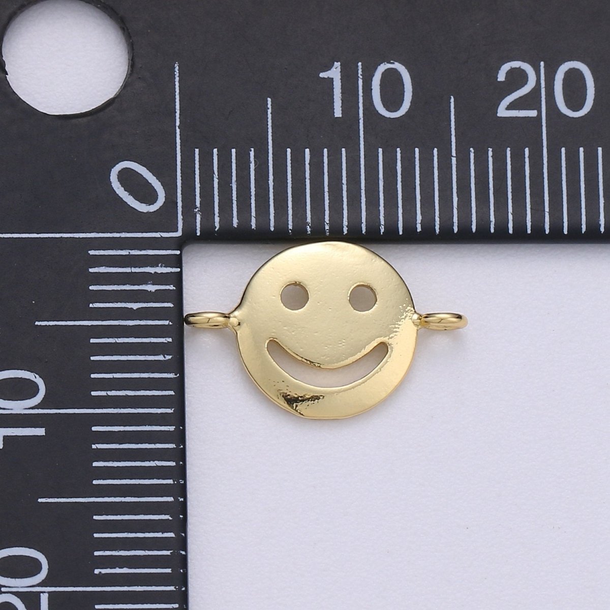 Dainty Happy Smile Connector , Tiny Gold Smiley face Bracelet Connector Emoji Bracelet Connector for Jewelry making Supply in 24k F-454 - DLUXCA