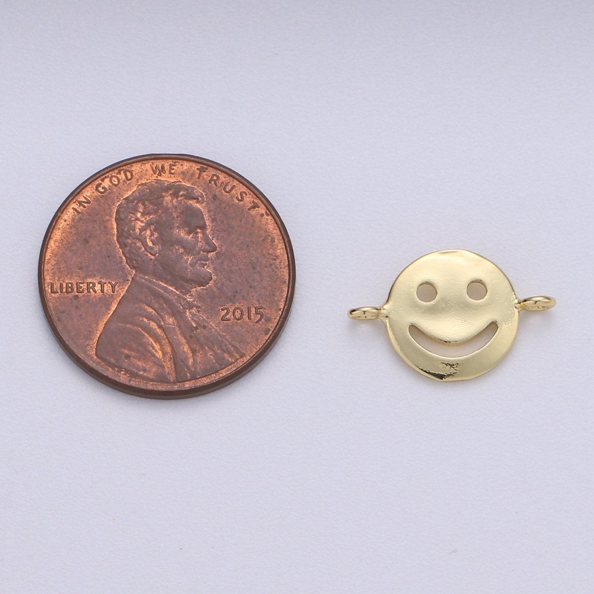Dainty Happy Smile Connector , Tiny Gold Smiley face Bracelet Connector Emoji Bracelet Connector for Jewelry making Supply in 24k F-454 - DLUXCA