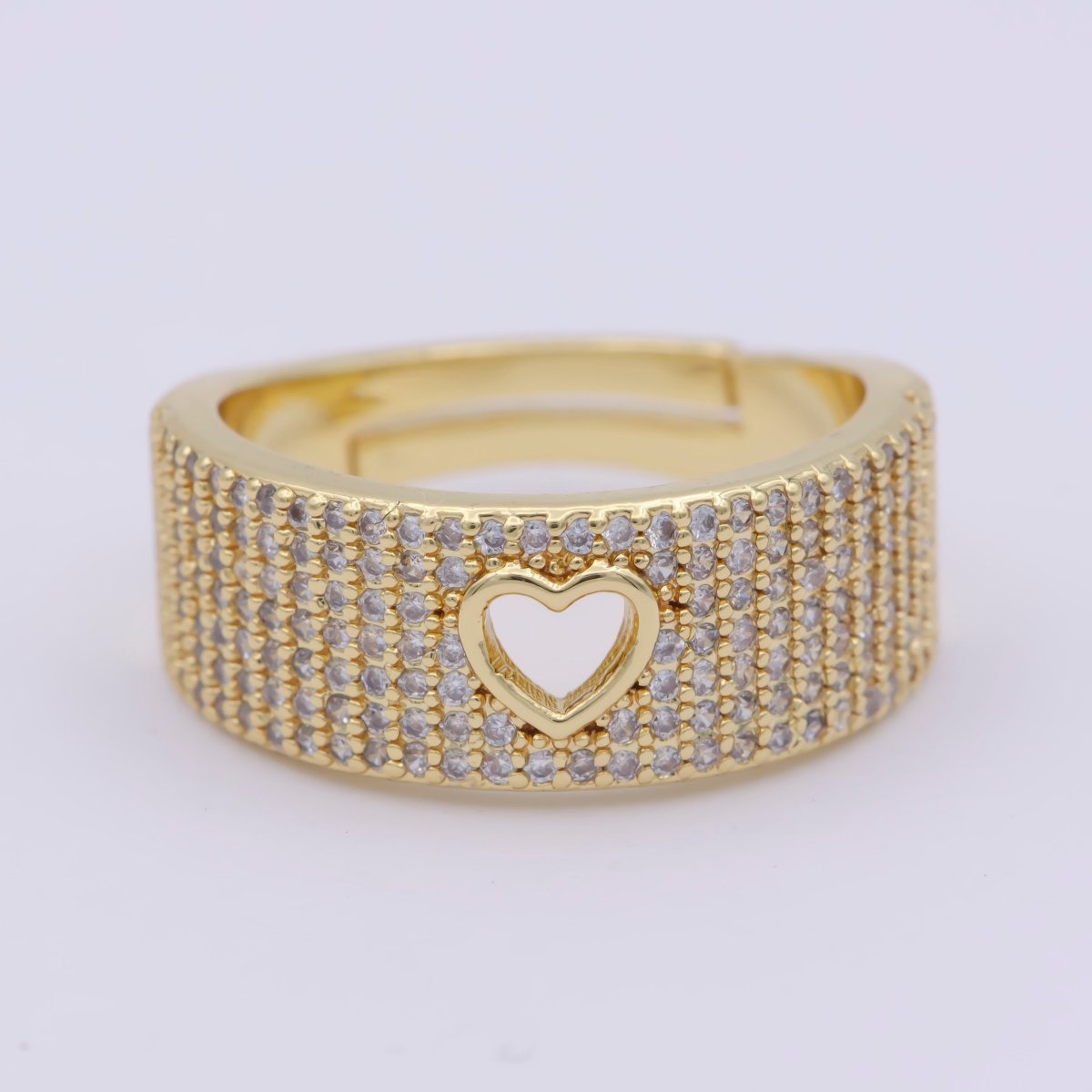 Dainty Heart Adjustable Ring, Gold Cz Dark Ring, Blue Green Purple Teal Stone Heart Jewelry Trend | O-460 ~ O-464 - DLUXCA