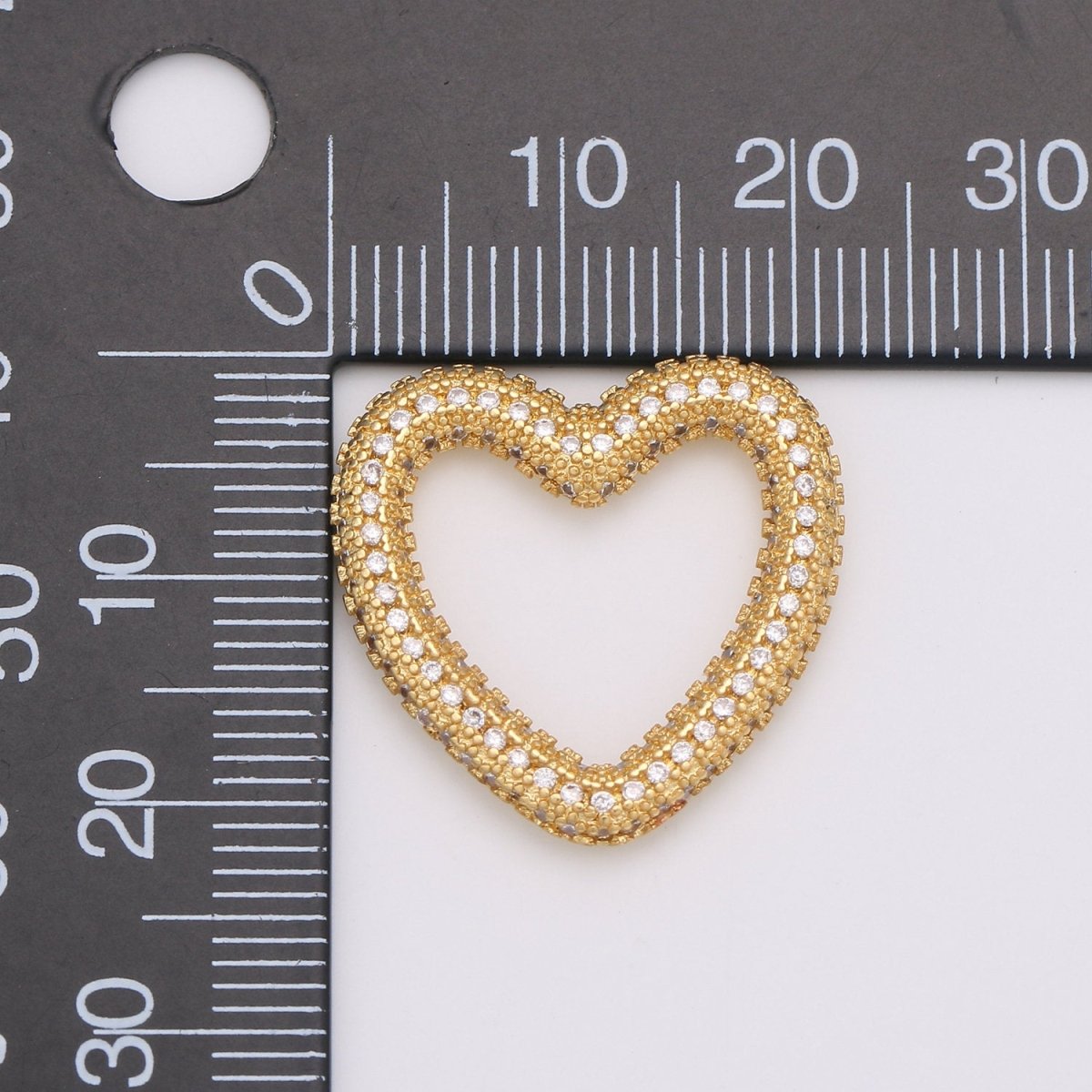 Dainty Heart Charm in Gold Filled - White Gold Filled Love Jewelry Micro Pave Heart Pendant 25X23mm, K-591 K-592 - DLUXCA