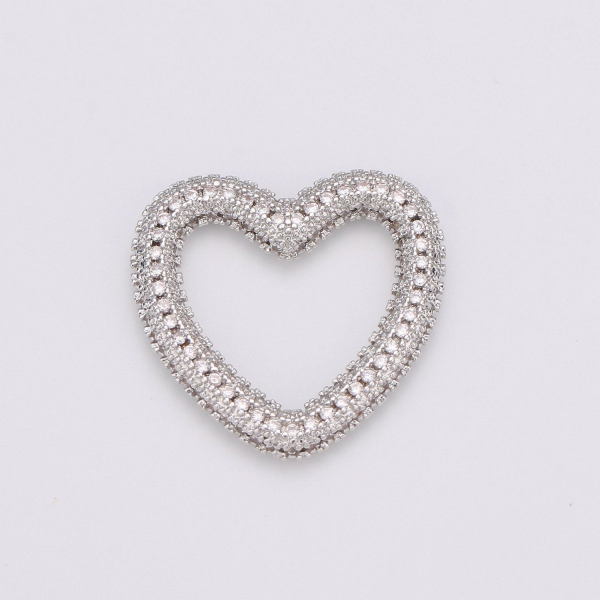 Dainty Heart Charm in Gold Filled - White Gold Filled Love Jewelry Micro Pave Heart Pendant 25X23mm, K-591 K-592 - DLUXCA