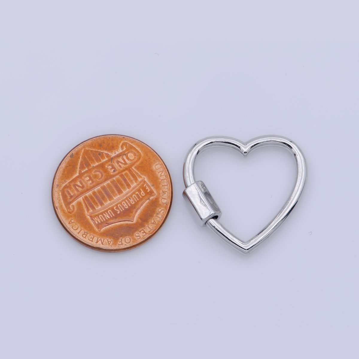 Dainty Heart Clasp in Gold Filled - White Gold Filled Love with Screw On Mechanism carabiner clasp Bracelet Clasp 20mmx19mm K-265 - DLUXCA