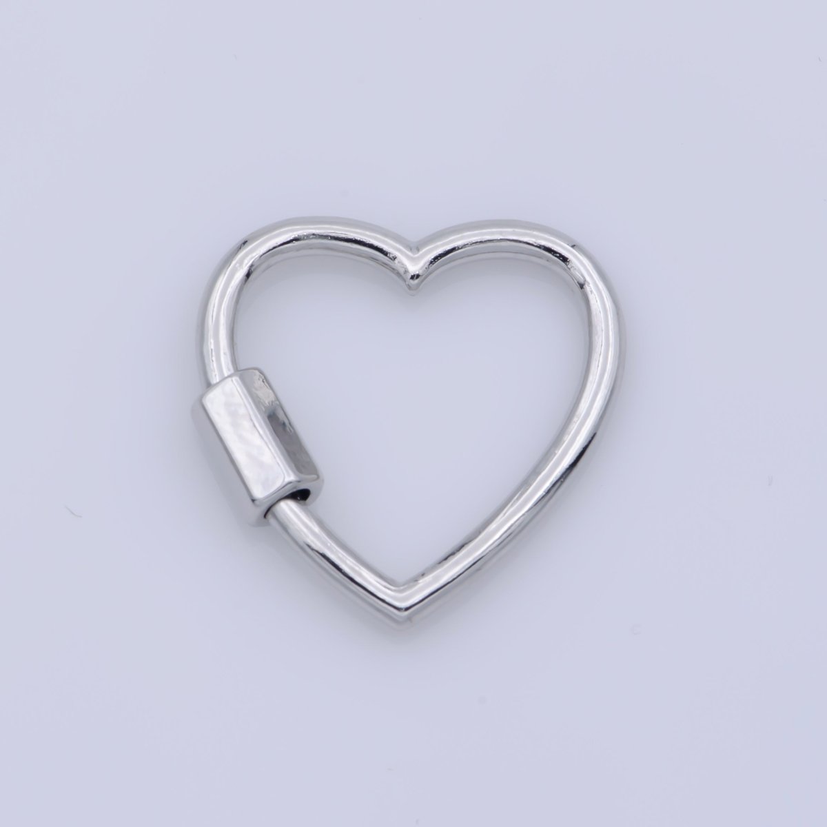 Dainty Heart Clasp in Gold Filled - White Gold Filled Love with Screw On Mechanism carabiner clasp Bracelet Clasp 20mmx19mm K-265 - DLUXCA