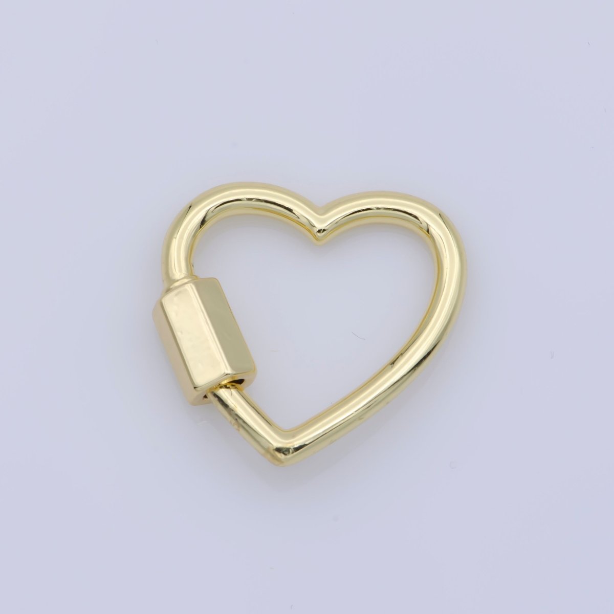 Dainty Heart Clasp in Gold Filled - White Gold Filled Love with Screw On Mechanism carabiner clasp Bracelet Clasp 20mmx19mm K-265 - DLUXCA