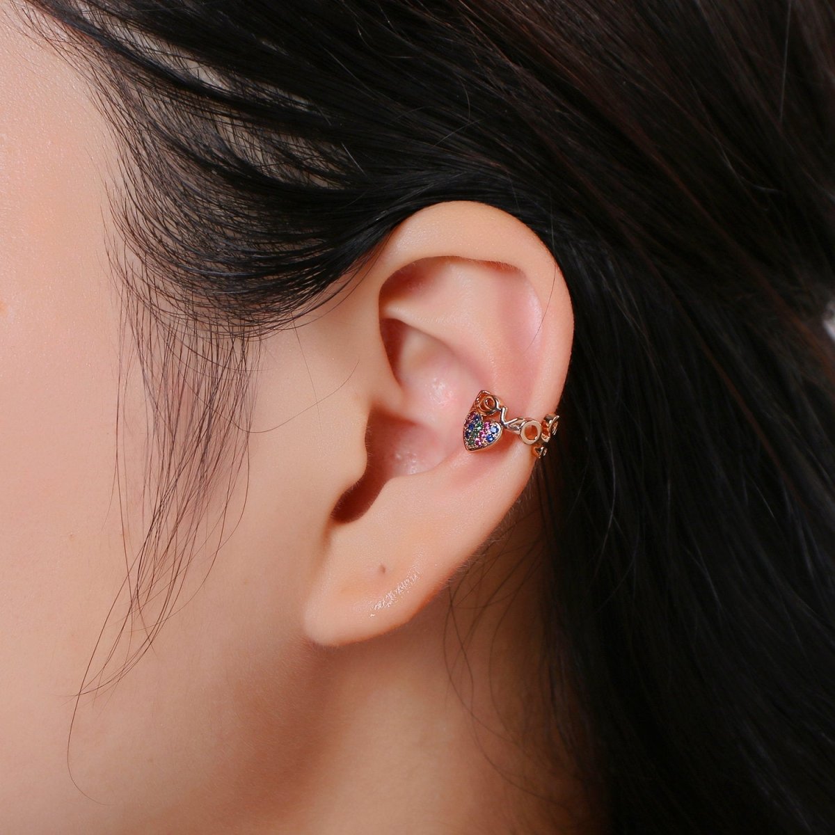 Dainty Heart Ear Cuff No Piercing, Love conch cuff, ear cuff non pierced, ear cuffs, cartilage AI-123 AI-124 AI-125 - DLUXCA