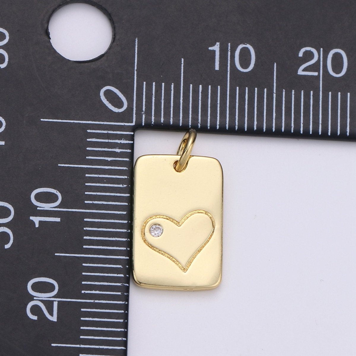 Dainty Heart Pendant - 10x18 Charm, Heart tag Pendant, Gold Filled Heart Medallion Charm Heart Charm Bracelet Earring Necklace D-515 - DLUXCA