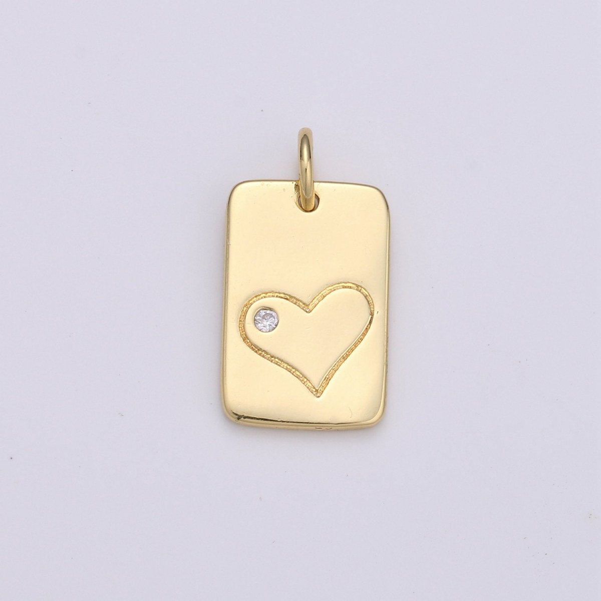 Dainty Heart Pendant - 10x18 Charm, Heart tag Pendant, Gold Filled Heart Medallion Charm Heart Charm Bracelet Earring Necklace D-515 - DLUXCA