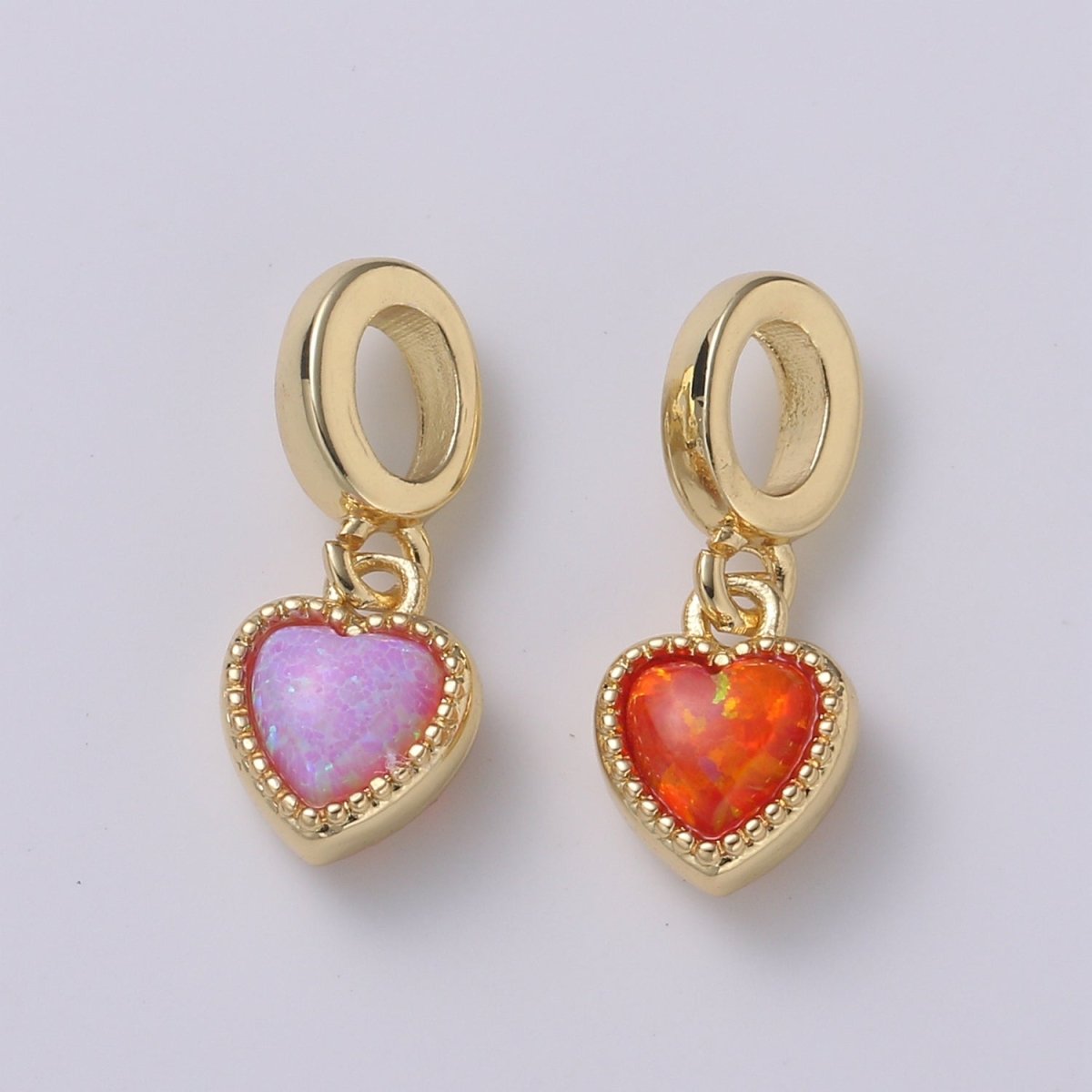 Dainty Heart Pendant 14K Gold Filled Opal Pendant for Love necklace Opal Charm Birthstone Cubic Zirconia Geometri Bezel Charm H-527 H-533 - DLUXCA