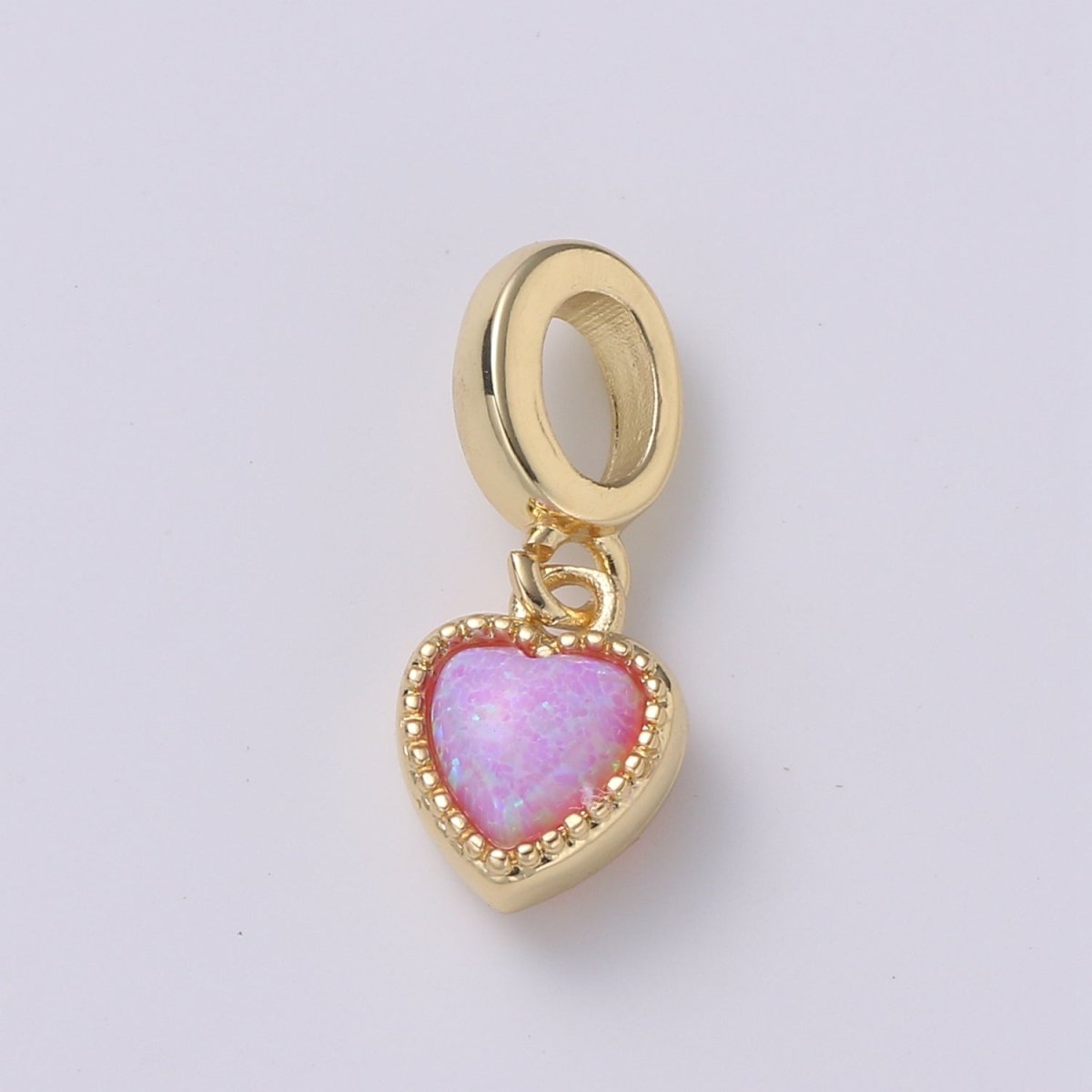Dainty Heart Pendant 14K Gold Filled Opal Pendant for Love necklace Opal Charm Birthstone Cubic Zirconia Geometri Bezel Charm H-527 H-533 - DLUXCA