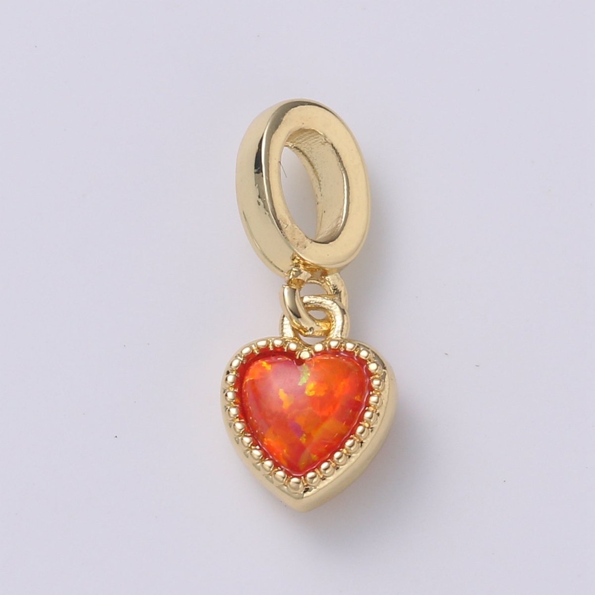 Dainty Heart Pendant 14K Gold Filled Opal Pendant for Love necklace Opal Charm Birthstone Cubic Zirconia Geometri Bezel Charm H-527 H-533 - DLUXCA