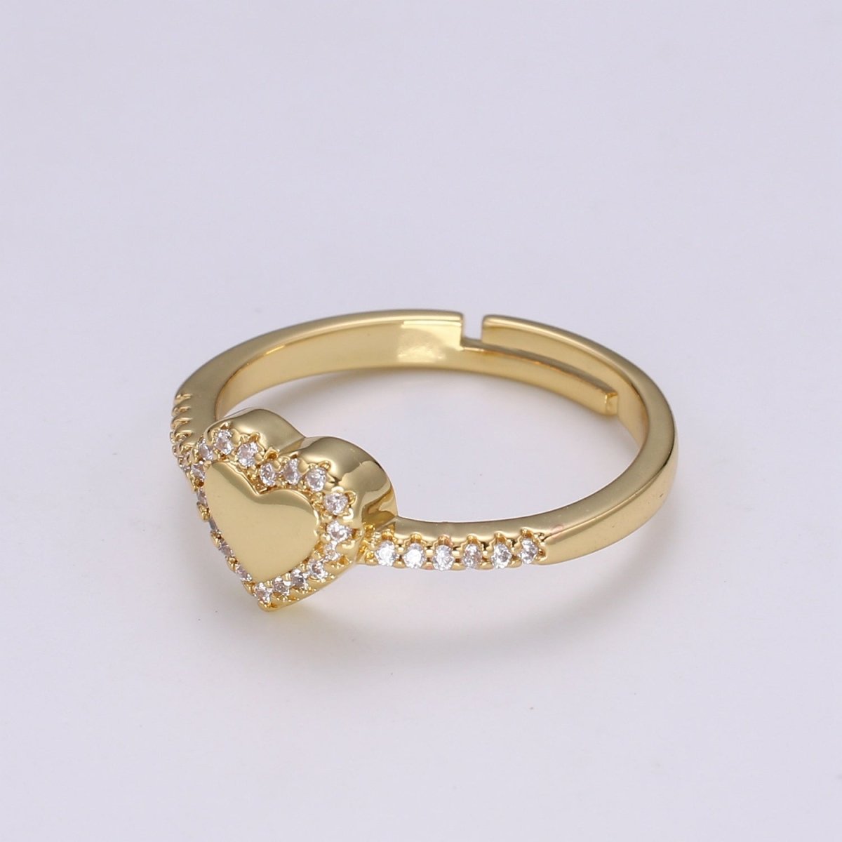 Dainty Heart ring, delicate ring, tiny heart ring, minimalist heart Jewelry, trendy heart ring Micro Pave Cz Heart Ring for Valentine Gift R286 - DLUXCA