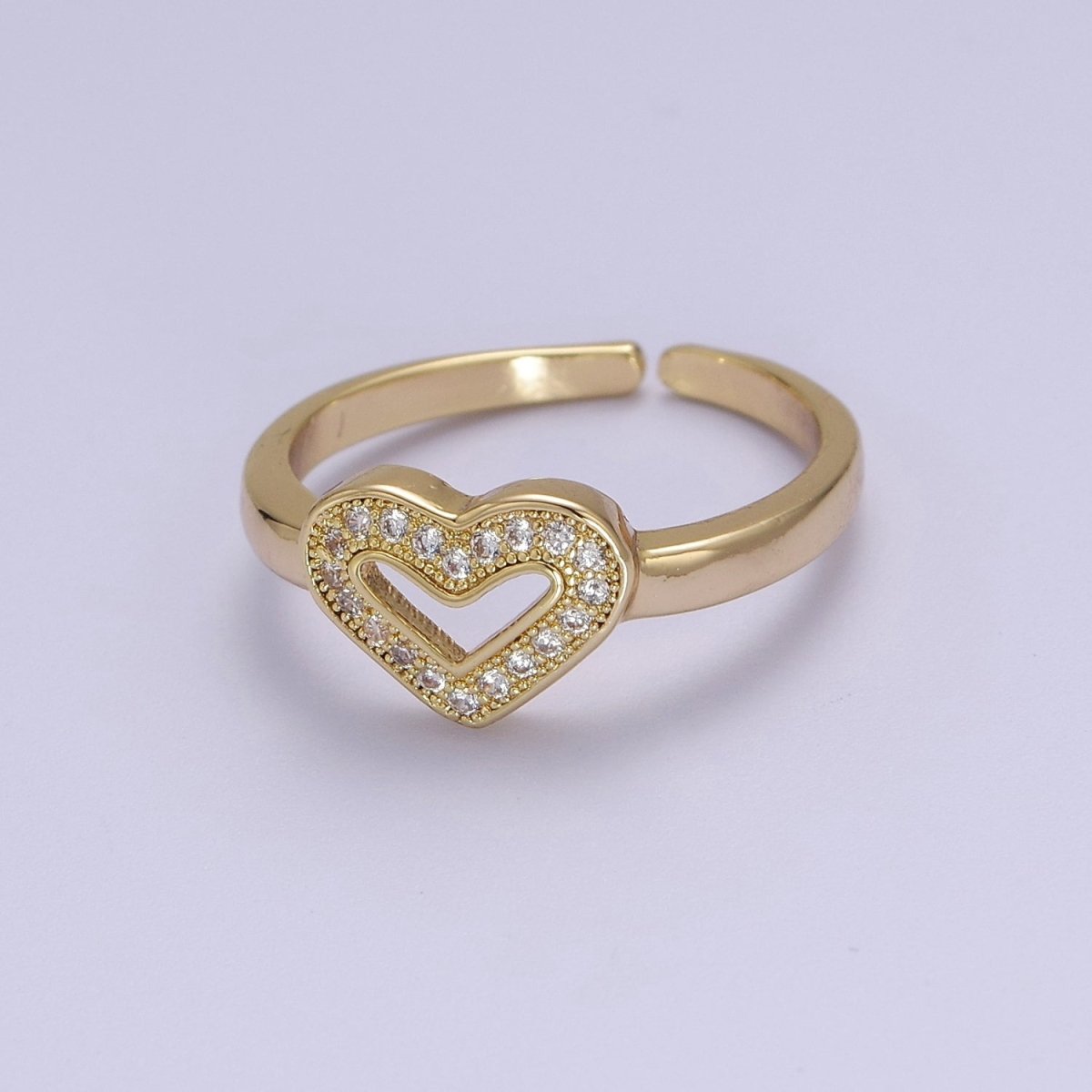 Dainty Heart Ring Mini Gold Filled Heart Ring Stackable Jewelry Rings Open Adjustable O2031 - DLUXCA