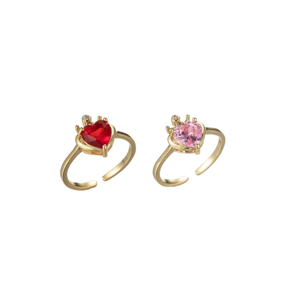 Dainty Heart Ring Red Pink Tiny Ring Cz Promise Ring, Solitaire Ring, Engagement Ring O-831~O-832 - DLUXCA