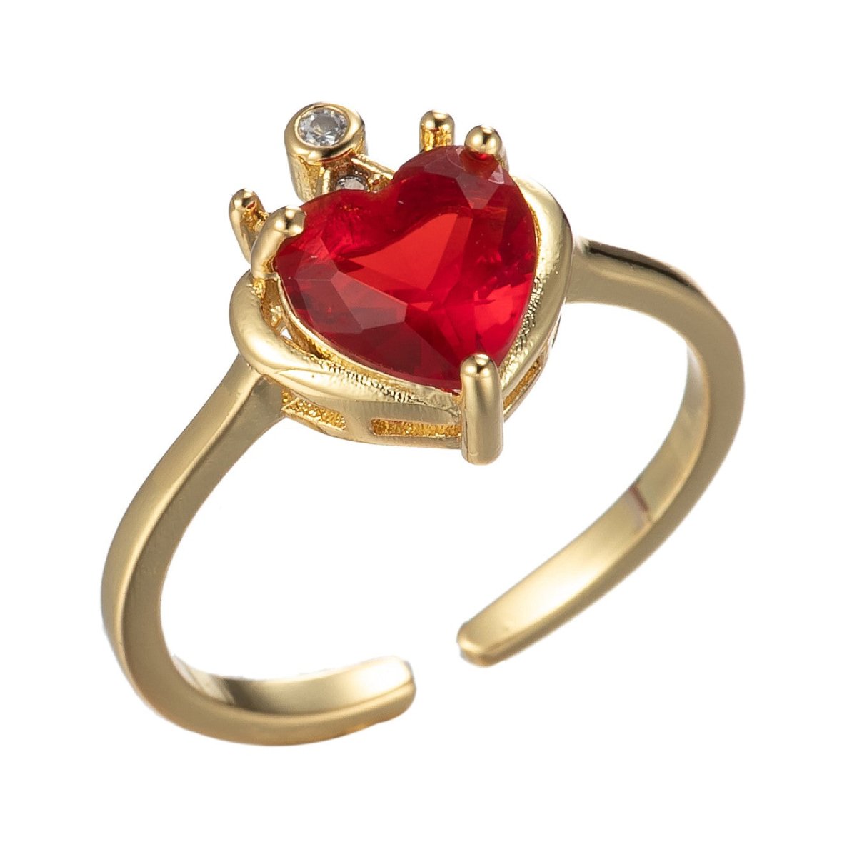 Dainty Heart Ring Red Pink Tiny Ring Cz Promise Ring, Solitaire Ring, Engagement Ring O-831~O-832 - DLUXCA