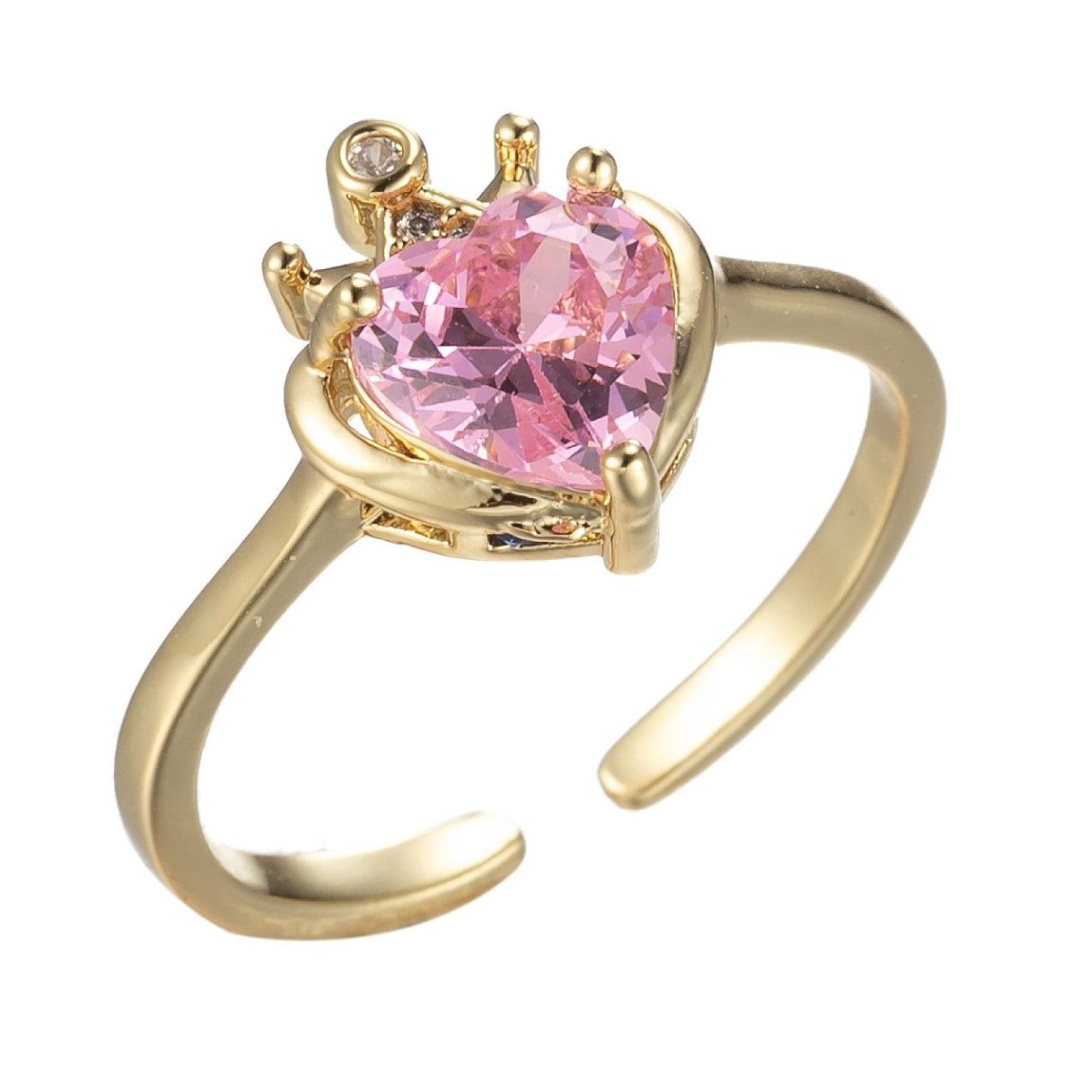 Dainty Heart Ring Red Pink Tiny Ring Cz Promise Ring, Solitaire Ring, Engagement Ring O-831~O-832 - DLUXCA