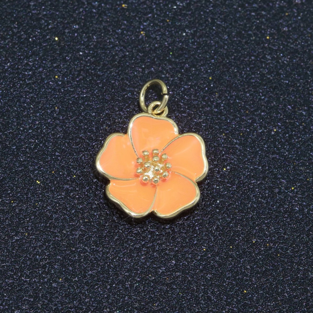 Dainty Hibiscus Charm Tropical Flower Gold Filled Enamel Charm Hawaiian Inspired Jewelry Pendant for Necklace Bracelet Earring Component M-499 - M-507 - DLUXCA