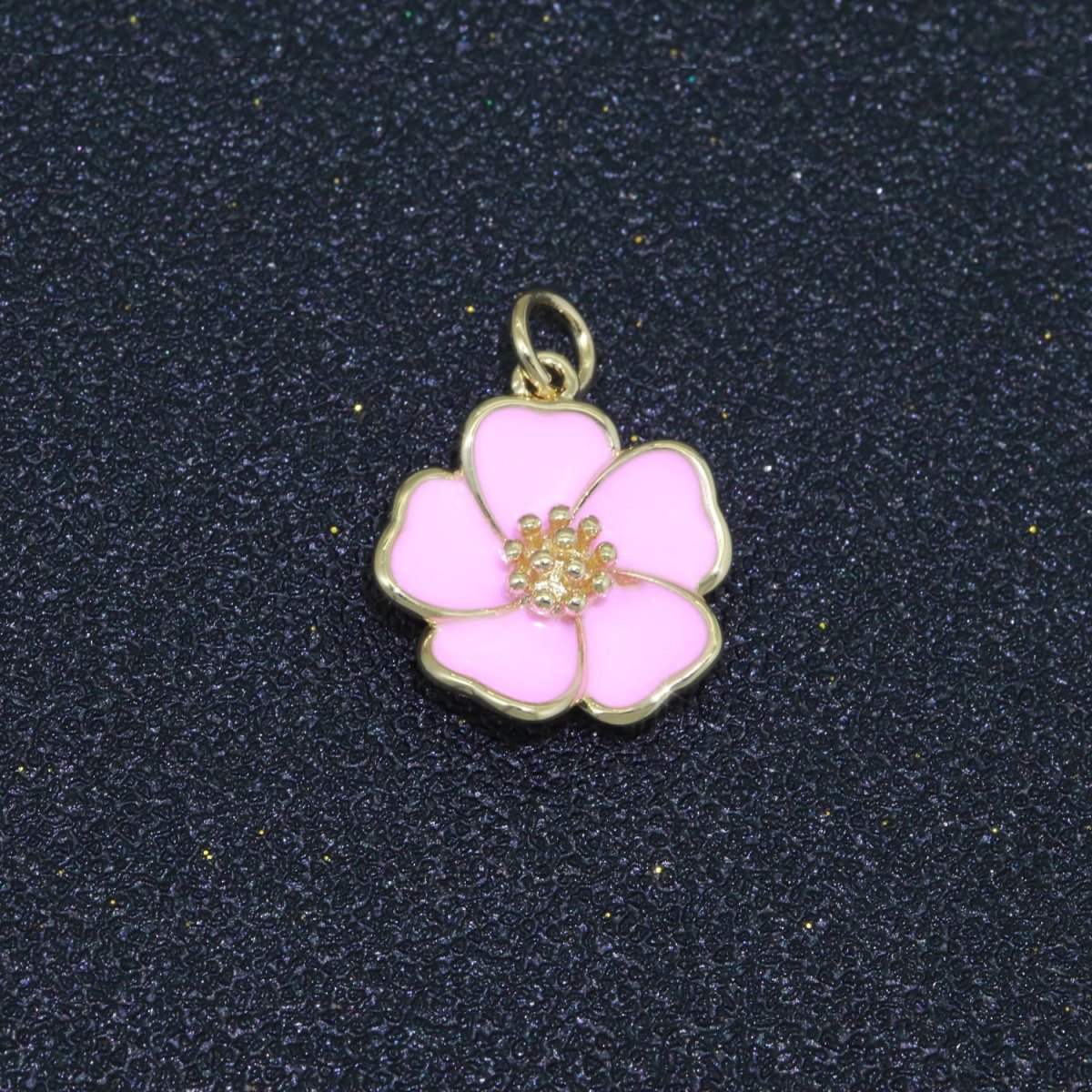 Dainty Hibiscus Charm Tropical Flower Gold Filled Enamel Charm Hawaiian Inspired Jewelry Pendant for Necklace Bracelet Earring Component M-499 - M-507 - DLUXCA