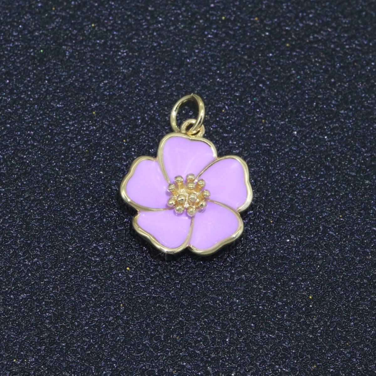 Dainty Hibiscus Charm Tropical Flower Gold Filled Enamel Charm Hawaiian Inspired Jewelry Pendant for Necklace Bracelet Earring Component M-499 - M-507 - DLUXCA