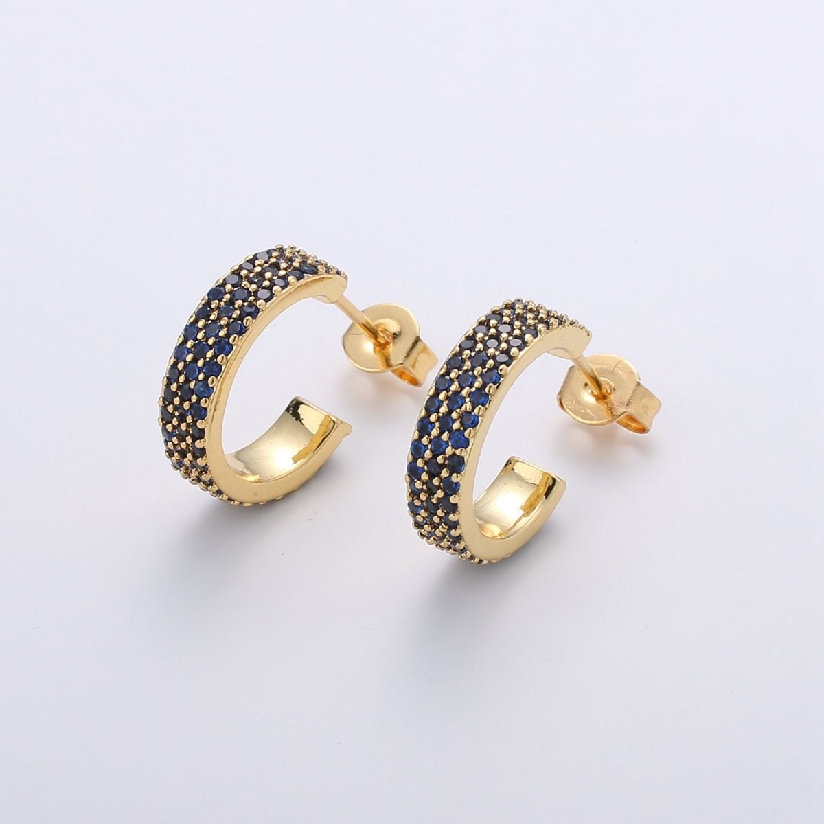 Dainty Hoop Earring in Clear Green Blue Pink Turquoise CZ Micro Pave Earring in Gold Plated lead free, nickel free K-598 K-600 - K-602 - DLUXCA