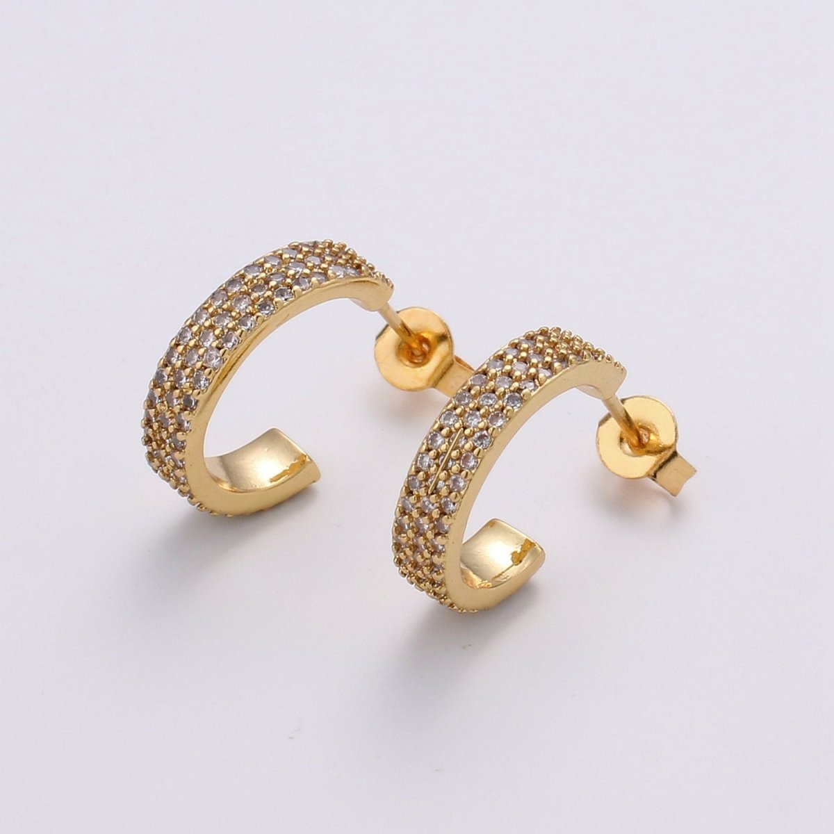 Dainty Hoop Earring in Clear Green Blue Pink Turquoise CZ Micro Pave Earring in Gold Plated lead free, nickel free K-598 K-600 - K-602 - DLUXCA